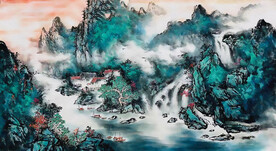 绿水青山山水画