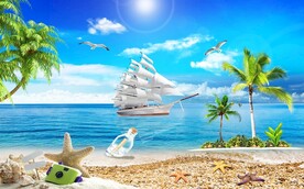 大海沙滩背景墙