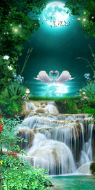 清新自然唯美瀑布流水生财玄关