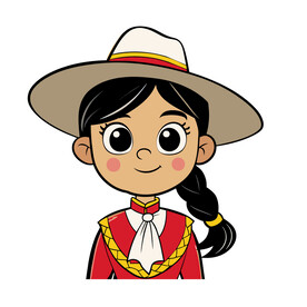 矢量人物可爱戴帽子的小女孩