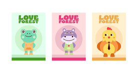 可爱卡通小动物插画