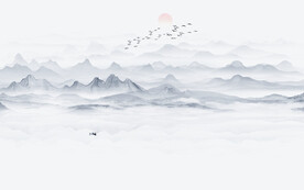 水墨禅意山水画