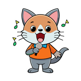 矢量动物唱歌的猫咪