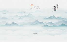 水墨禅意山水画