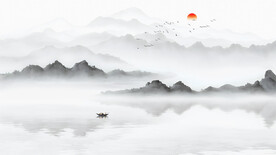 山水水墨电视沙发背景