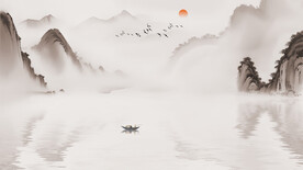 新中式写意意境水墨山水