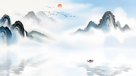 新中式意境山水风景沙发背景