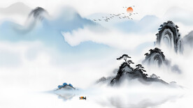 大气意境水墨山水画背景