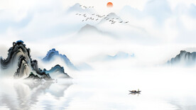 水墨画山水画新中式电视背景墙