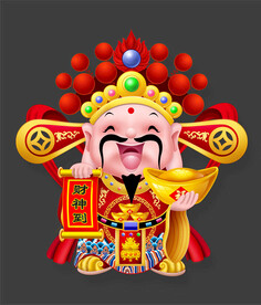 手绘卡通财神插画