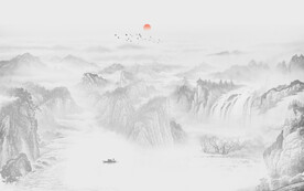 意境水墨山水背景墙