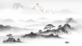 水墨画国画山水风景