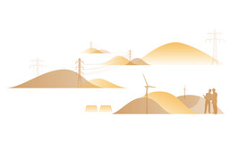 国家电网电力插画线描图 