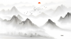 水墨山水风景背景墙
