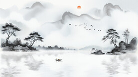 客厅山水电视背景