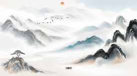 写意意境山水背景