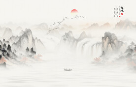 山水画背景墙