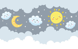 晚安星空儿童房卡通墙纸背景墙
