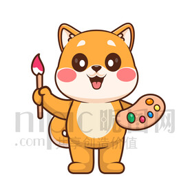 可爱卡通画画的小狗