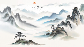 山水意境风景背景墙