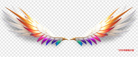 酷炫彩色动漫卡通羽毛翅膀