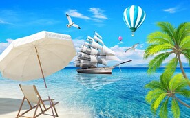 大海沙滩背景墙