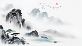 古风意境山水背景