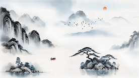 山水沙发背景墙