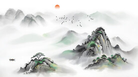 新中式山水画背景
