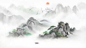 禅意山水画背景