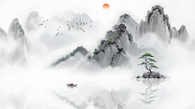 水墨古风山水背景