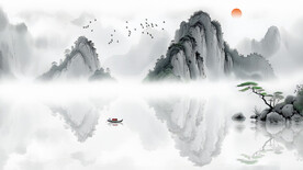 极简水墨意境山水背景