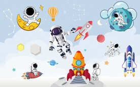 卡通太空儿童背景墙
