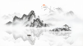 山水意境风景背景墙