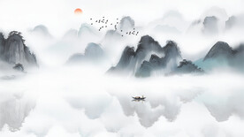 中式水墨山水背景