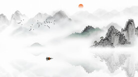 禅意水墨山水画