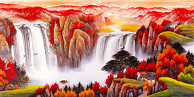 聚宝盆国画山水风景