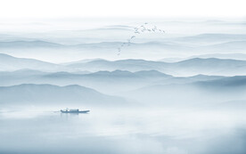 中式山水画水墨电视背景墙