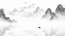 新中式水墨意境山水画