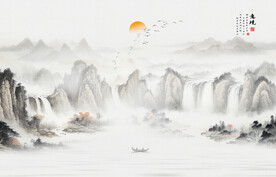 国画水墨山水画