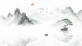 古风意境山水画背景