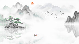 新中式意境山水风景