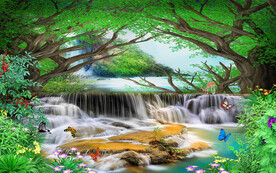 流水生财家装电视背景墙