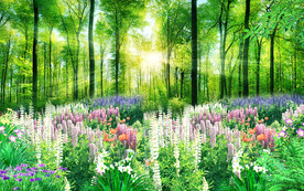 树林绿色风景大自然花卉工装背景