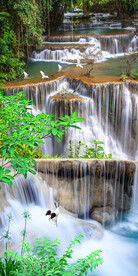 清新山水瀑布流水生财玄关