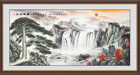 黄山迎客松国画