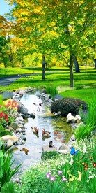 树林流水生财瀑布玄关