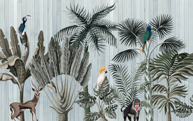 北欧ins火烈鸟热带植物背景墙