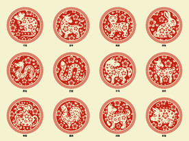12生肖蛇剪纸风格生肖免抠元素