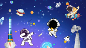 太空宇航员儿童房背景墙